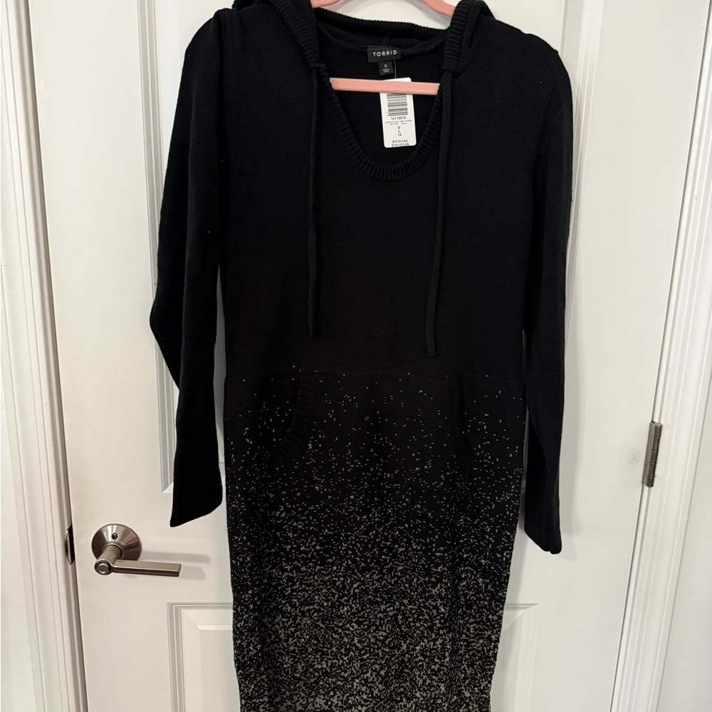 Torrid Black Knit Hooded Sweater Dress